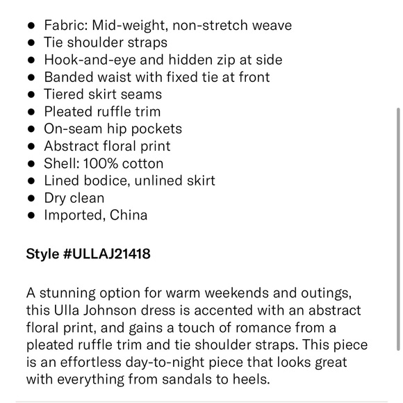 Ulla Johnson Lune Floral Poplin Midi Dress NWOT - Picture 16 of 16